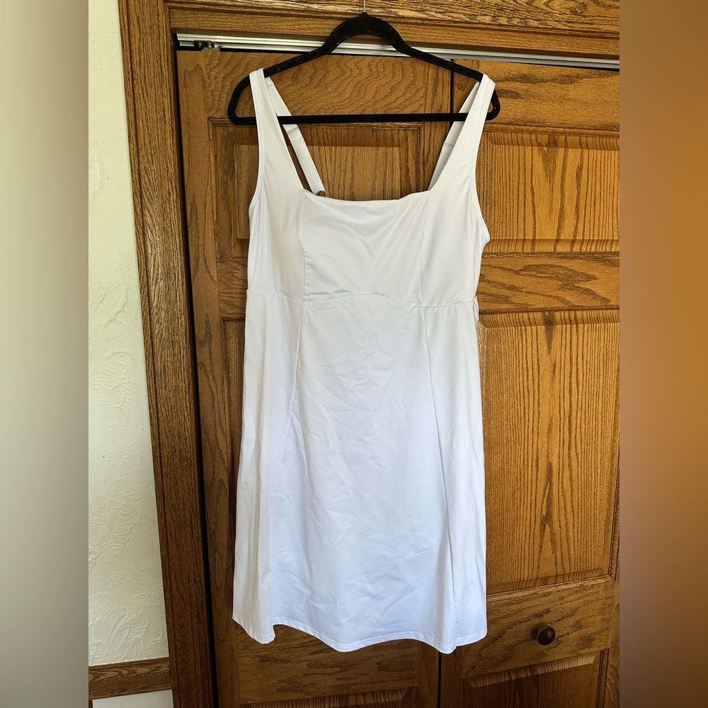LIKE NEW white athletic tennis dress with built in sports bra and shorts